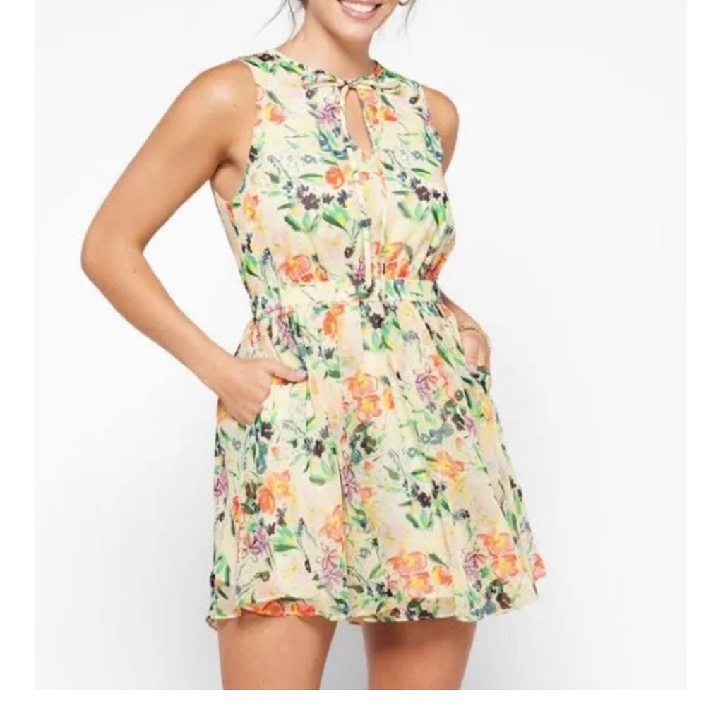 Ted Baker London Dress Size US 14 NEW Haariss Mini Floral Tie Sleeveless NWOT